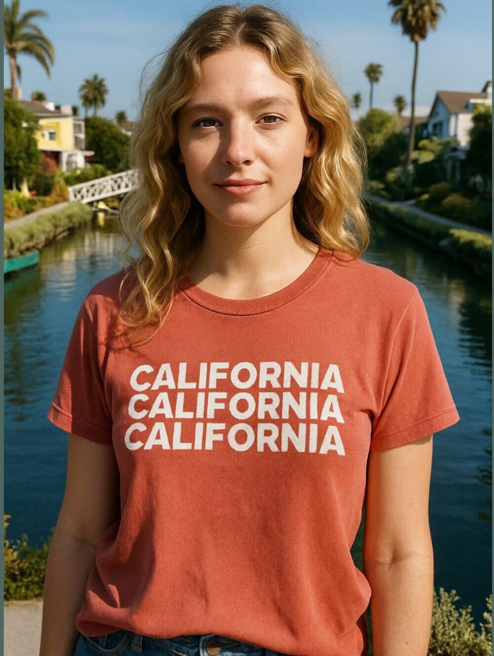 California Vintage Logo Tee by Brandy Melville Red & White Soft Graphic Shirt